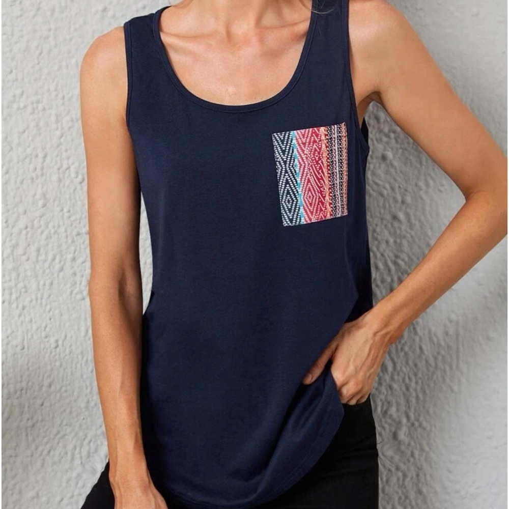 SHEIN Emery Rose geo pocket pattern large tank top